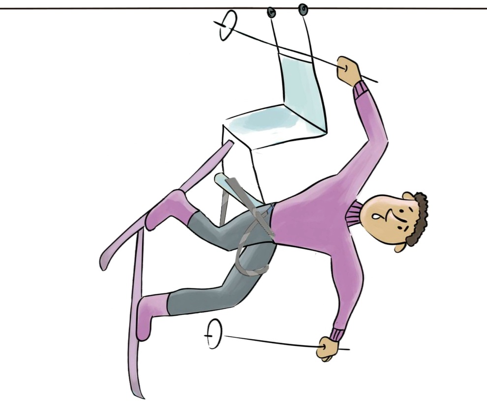The Snow Skier Who Got Into A Tangle (Leaving Him To Dangle!)